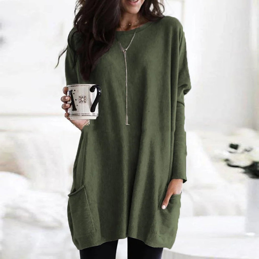 Clementine | Women's Oversized Long Sleeve Crew Neck Tunic Sweater