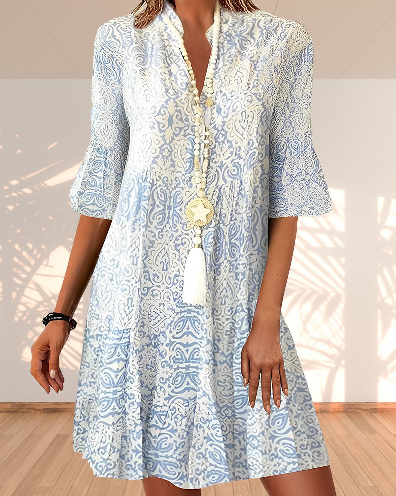 Paisley Print Boho Casual Mini Dress - Summer Beach
