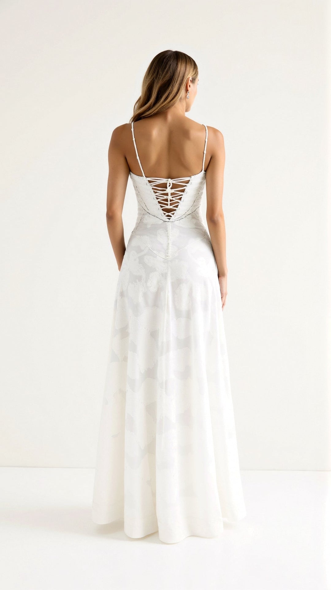 Jacquard Bustier Sweetheart Spaghetti Strap Maxi Dress - Formal Evening Gown
