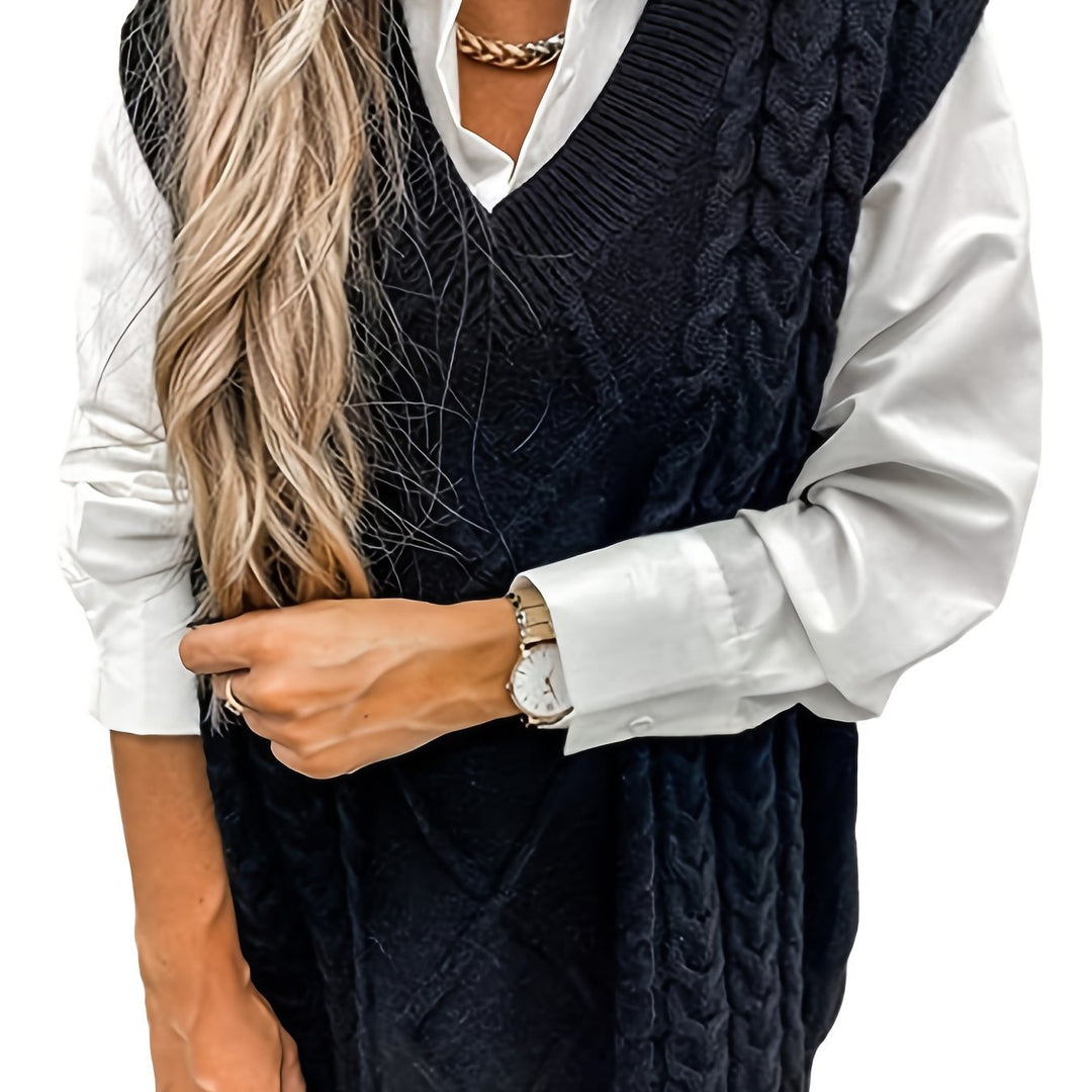 Wrenley | Women's Cable Knit V-Neck Sweater Vest