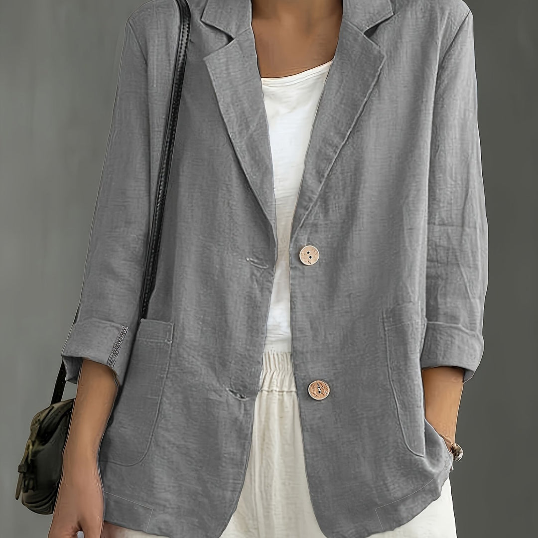 Tailored Linen Blazer with Patch Pockets for Casual Style