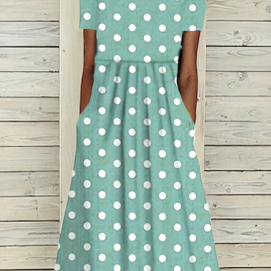 Serean™-Chic Polka Dot Midi Dress