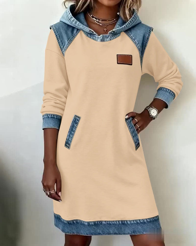 Macey™ Hooded dress with denim inserts