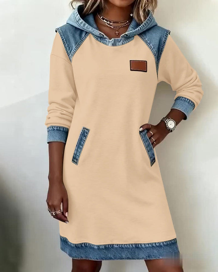 Macey™ Hooded dress with denim inserts