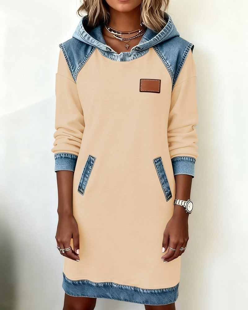 Macey™ Hooded dress with denim inserts