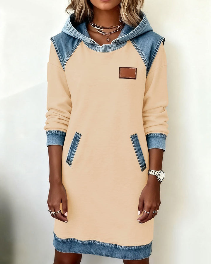 Macey™ Hooded dress with denim inserts