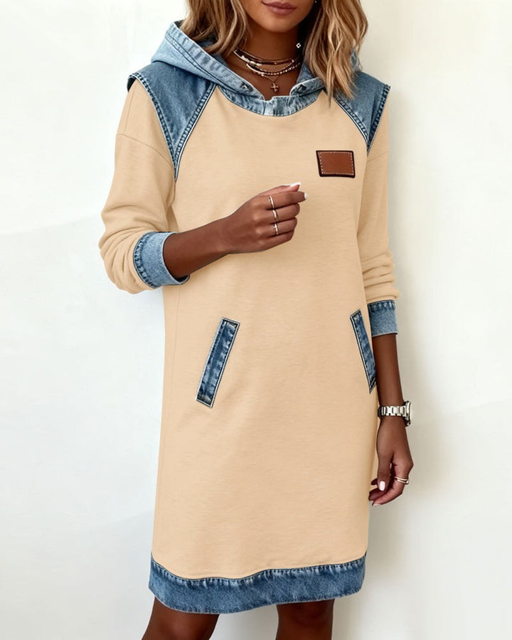 Macey™ Hooded dress with denim inserts