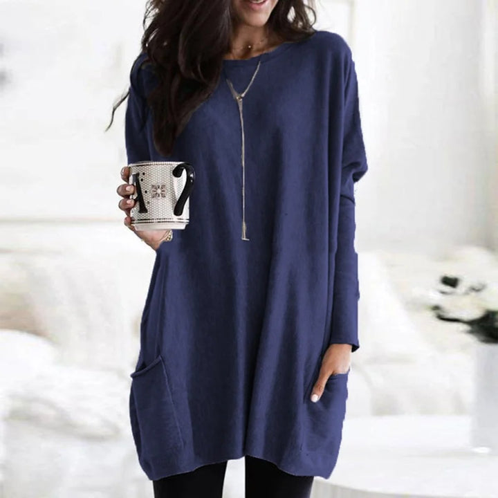 Clementine | Women's Oversized Long Sleeve Crew Neck Tunic Sweater