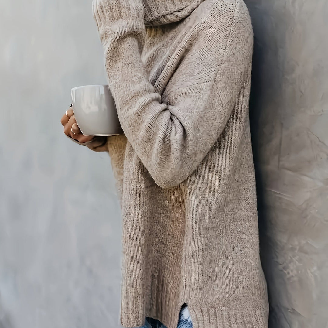Marlowe | Women's Cowl Turtleneck Sweater with Split Hem Cuffs