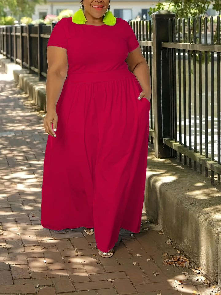 Plus Size Short Sleeve Flowy Maxi Dress