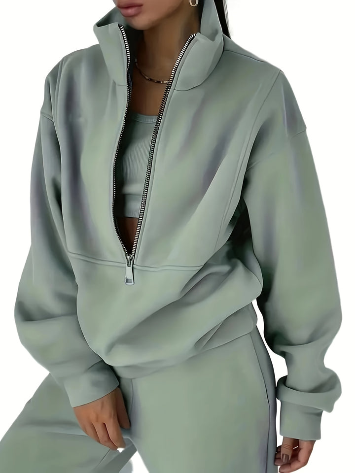 Wren | Women's Quarter-Zip Cropped Sweatshirt and Jogger Set