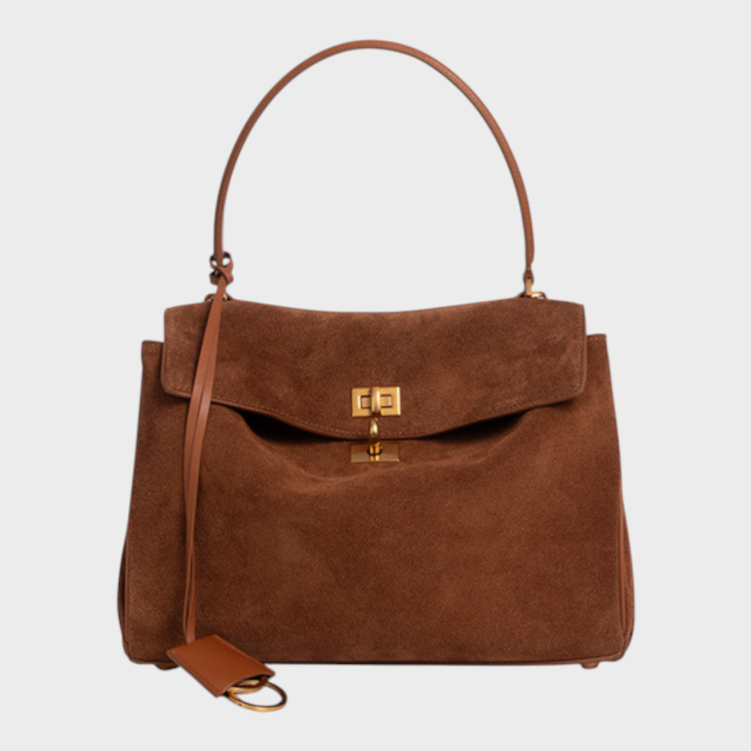 Structured Flap Top Handle Crossbody Leather Handbag