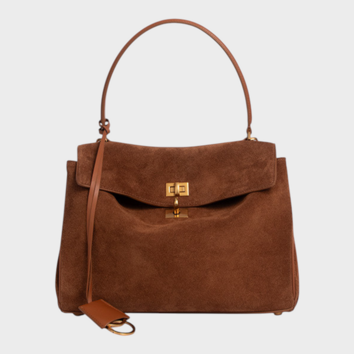 Structured Flap Top Handle Crossbody Leather Handbag