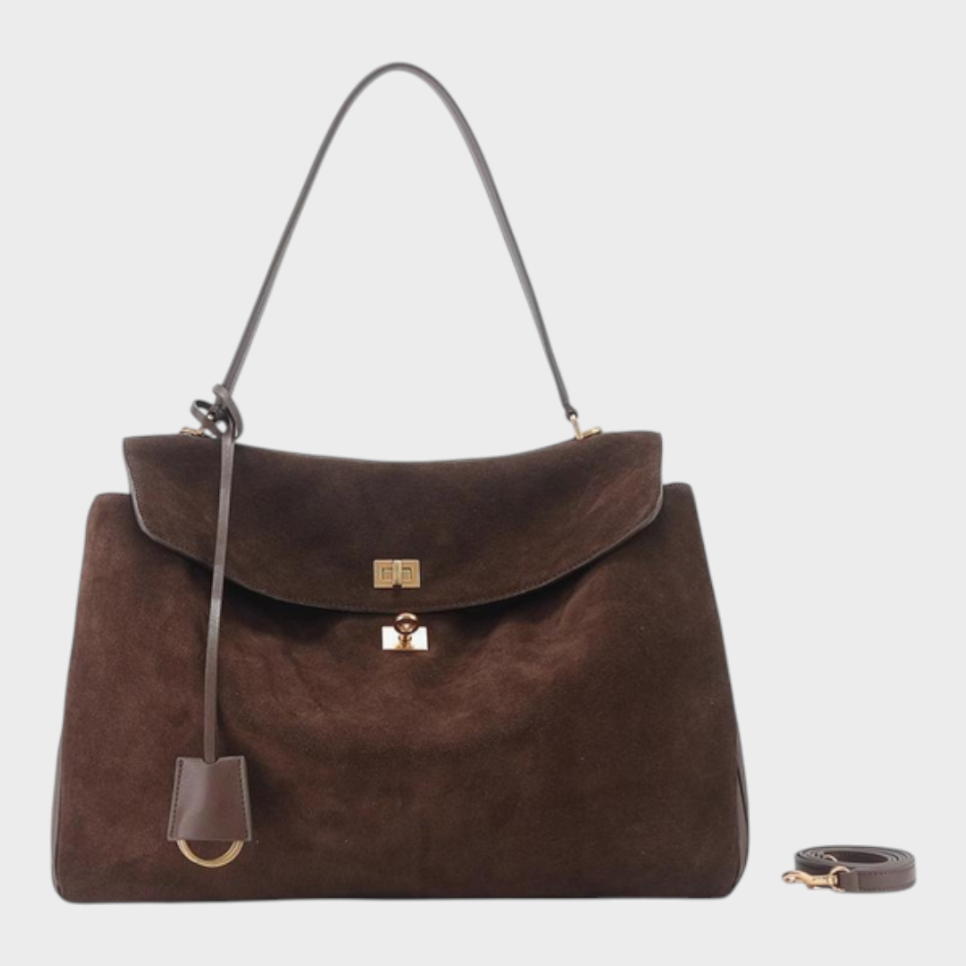 Structured Flap Top Handle Crossbody Leather Handbag