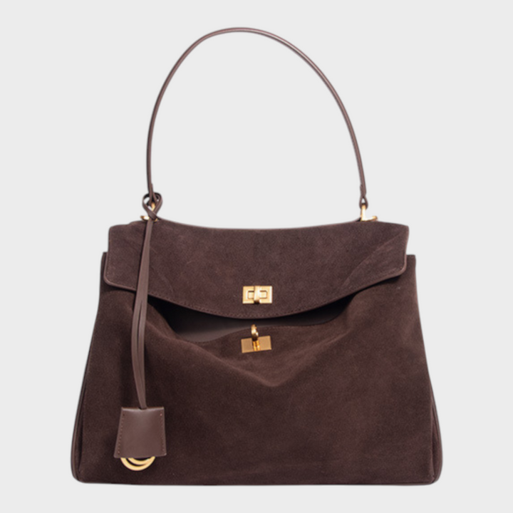 Structured Flap Top Handle Crossbody Leather Handbag