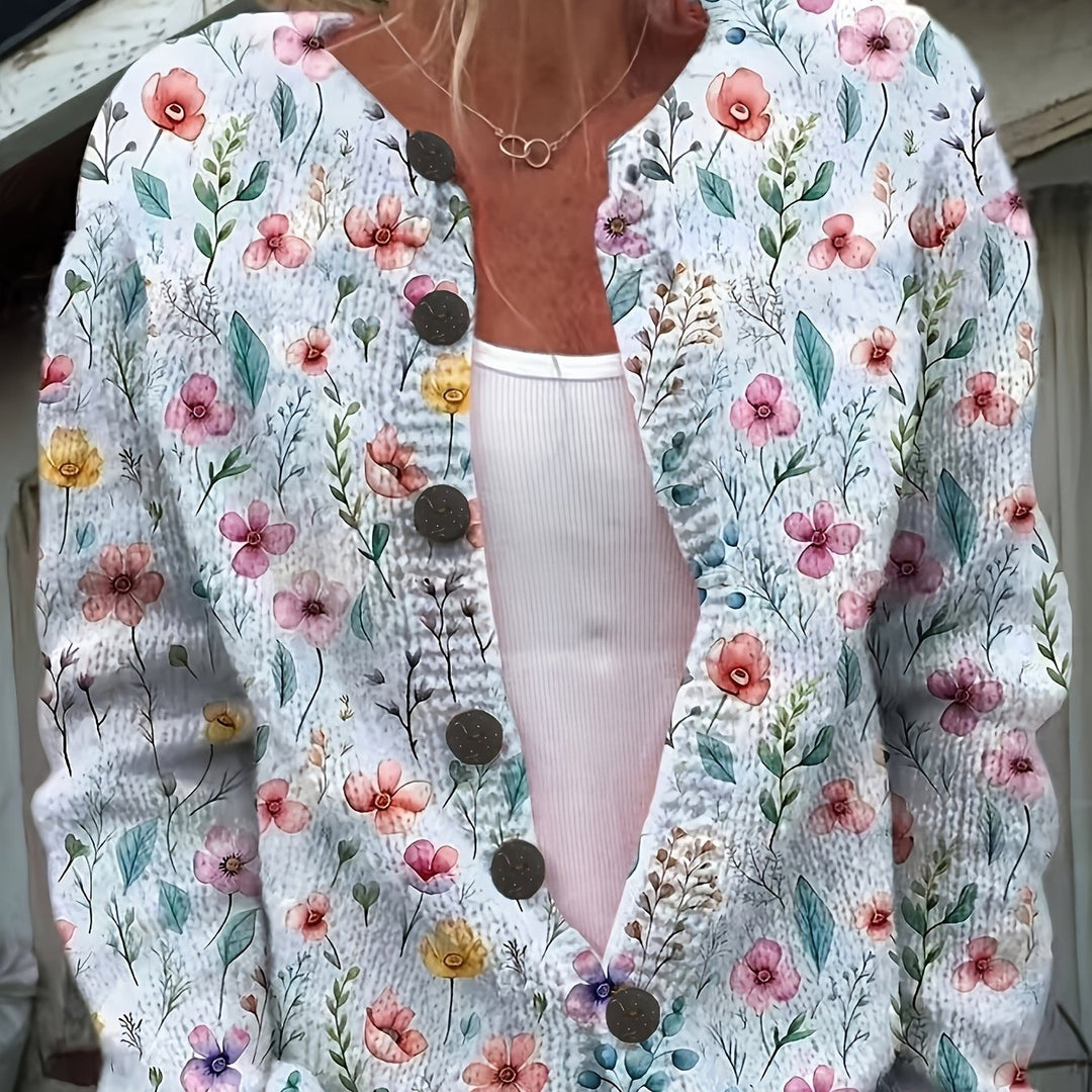 Fetiya-Floral Print Cardigan