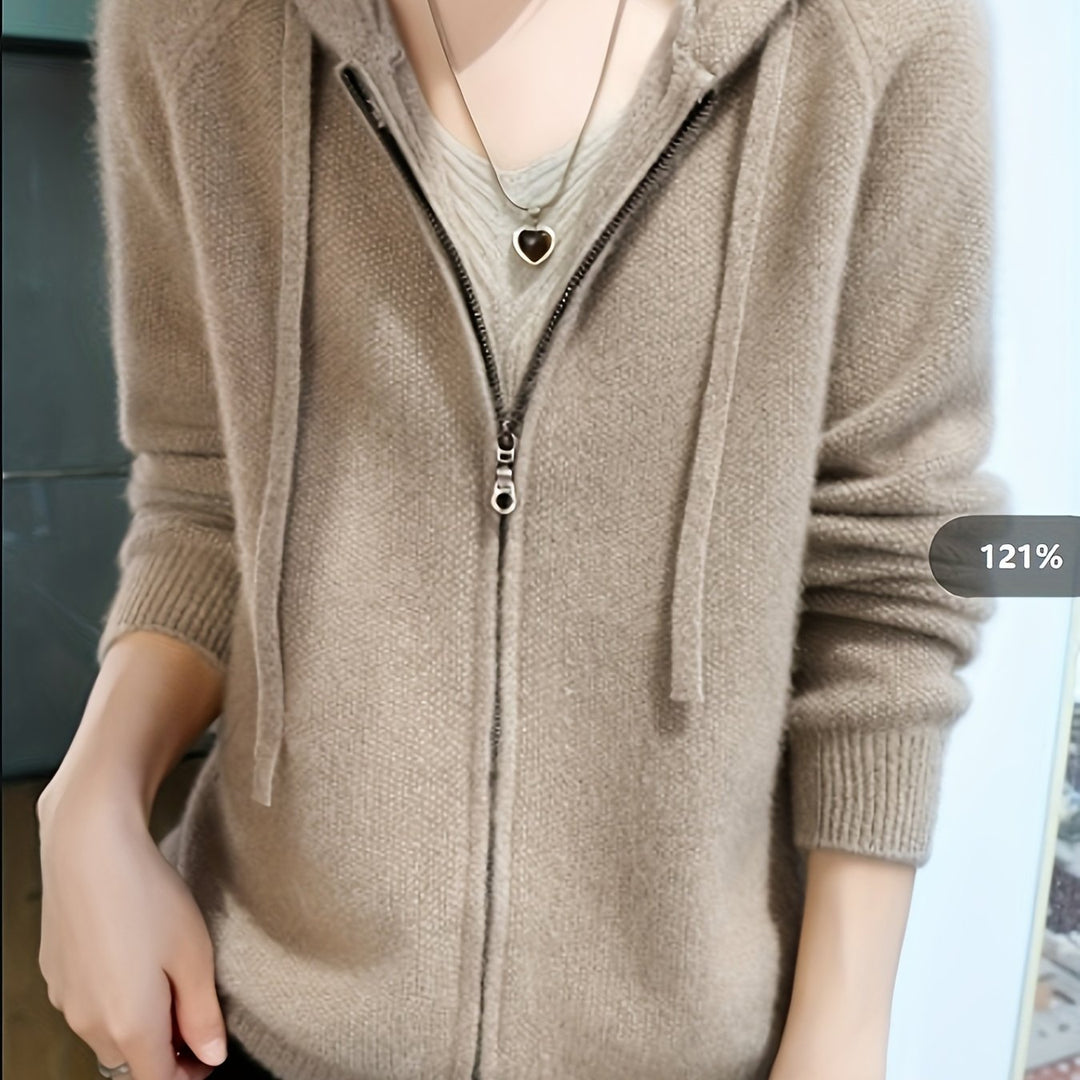 Wren | Women's Hooded Zip-Up Cardigan for Cosy Autumn/Winter Layering