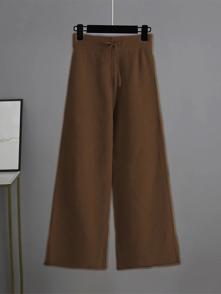 Freya | Women's Ribbed Sweater and Wide-Leg Knitted Pants Set