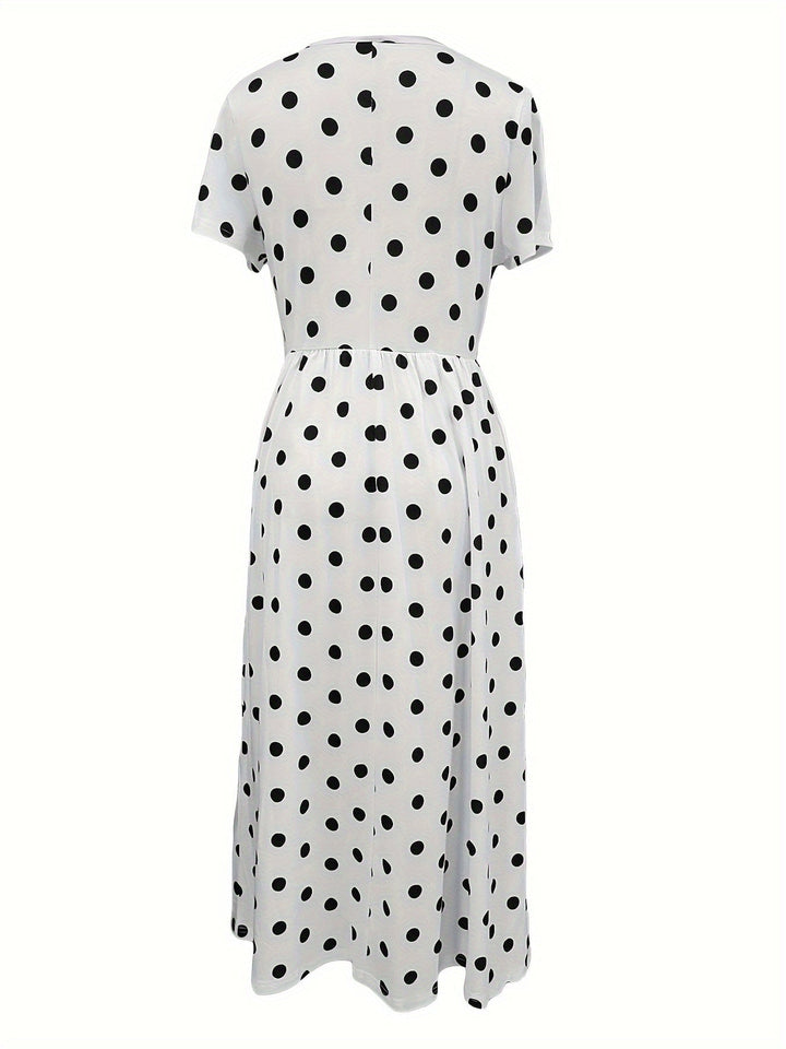 Serean™-Chic Polka Dot Midi Dress