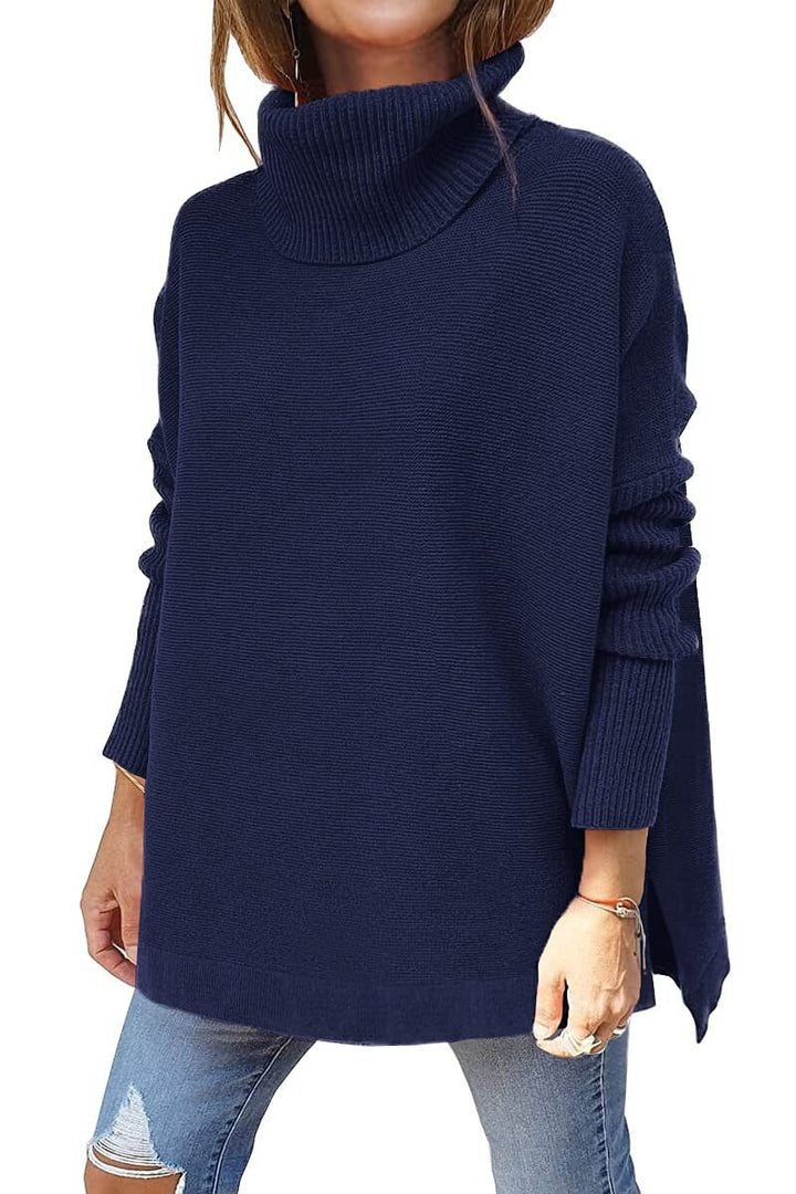 Jessica | Women's Oversized Chunky Turtleneck Sweater with Side Slits