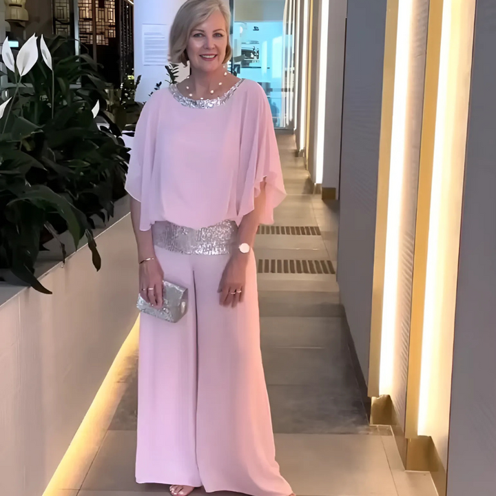 Gloria™ – Sequin-Trim Chiffon Two-Piece Set