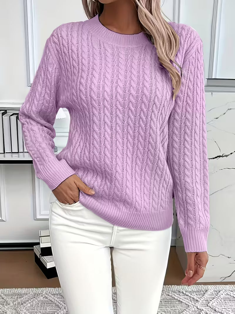 Marigold | Women's Cable Knit Crew Neck Sweater for Layering