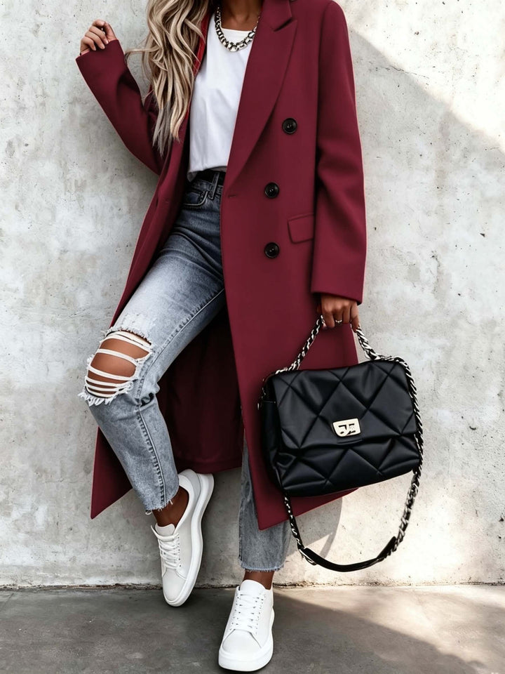 Perpetua | Women's Long Double-Breasted Longline Coat
