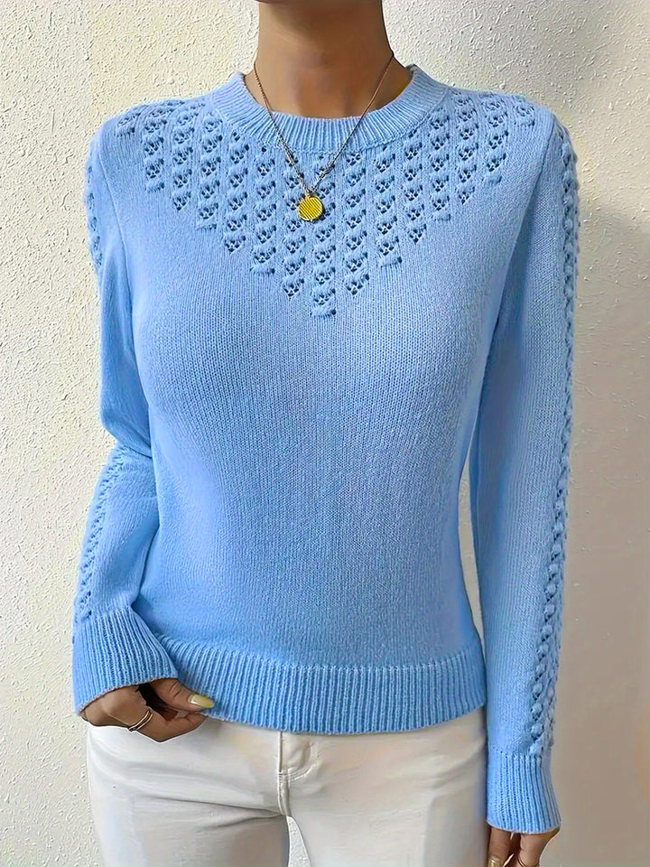 Marielle | Women's Pointelle Crew Neck Sweater