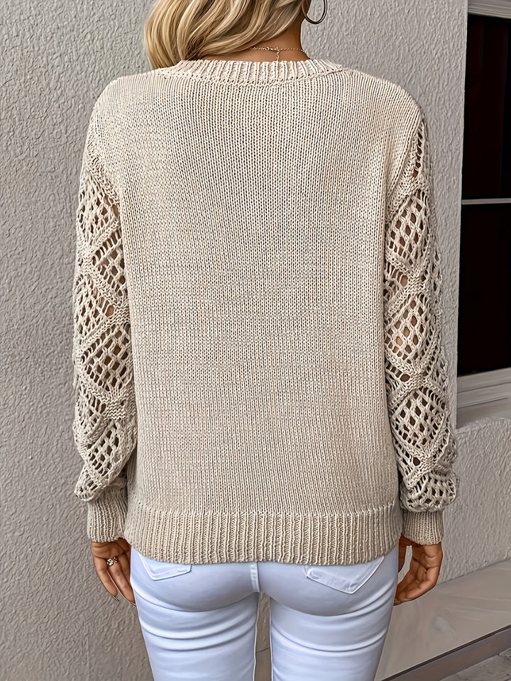 Odalys | Women's Crochet Sleeve V-Neck Sweater