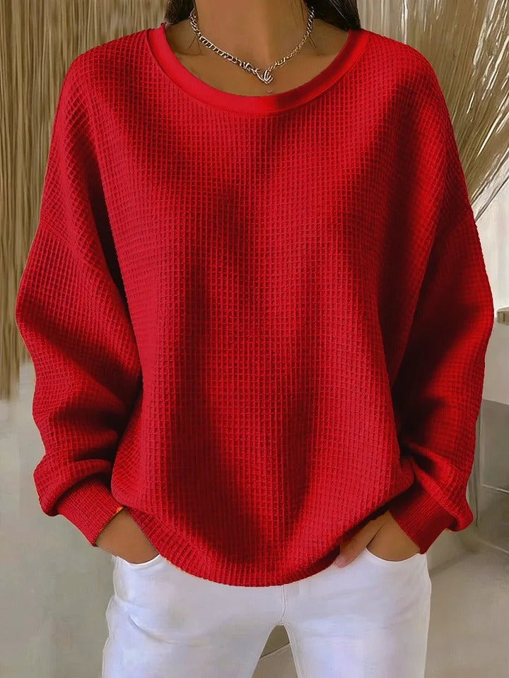 Nova | Women's Oversized Waffle Knit Boat Neck Sweater