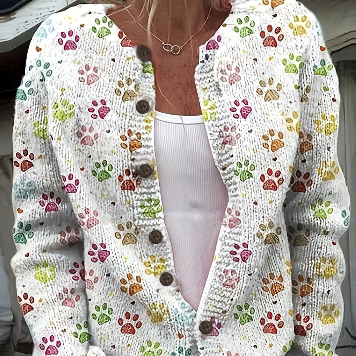 Sherry-Colourful Paw Print Cardigan