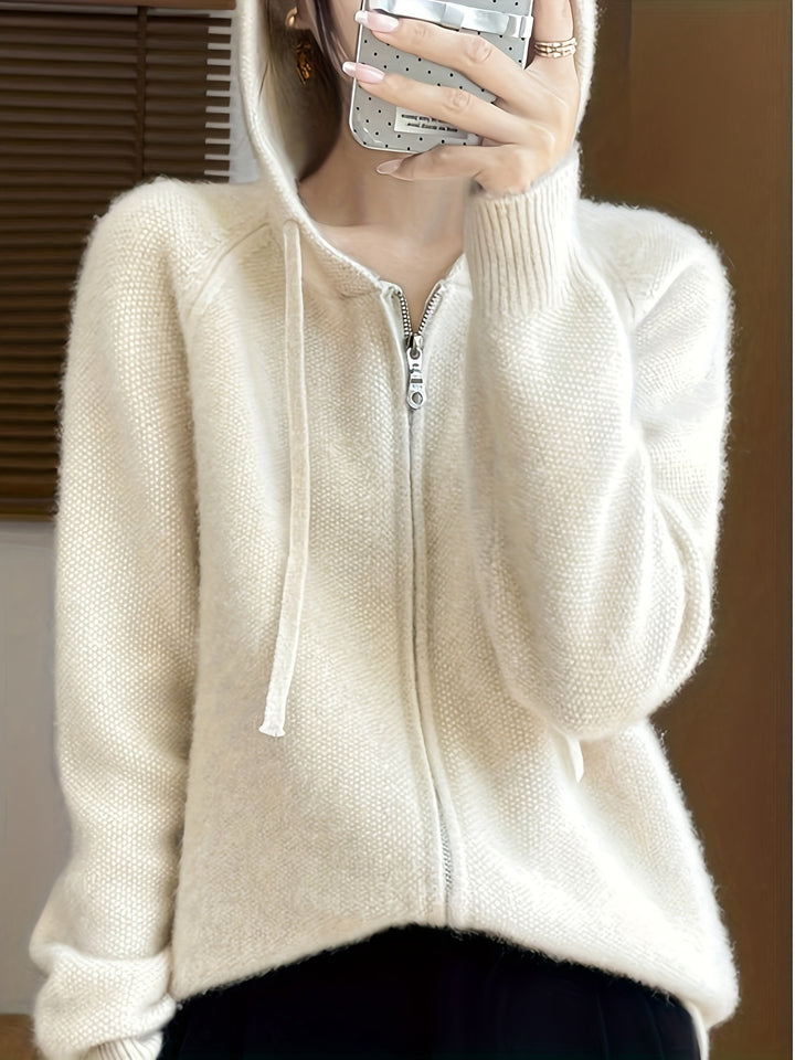 Wren | Women's Hooded Zip-Up Cardigan for Cosy Autumn/Winter Layering