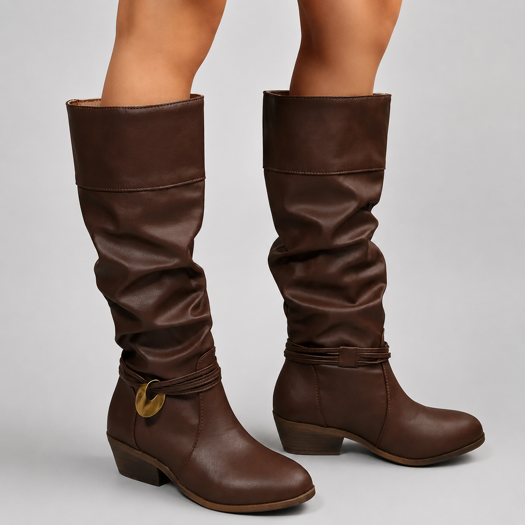 Brooklynne | Women's Black Slouch Knee High Boots
