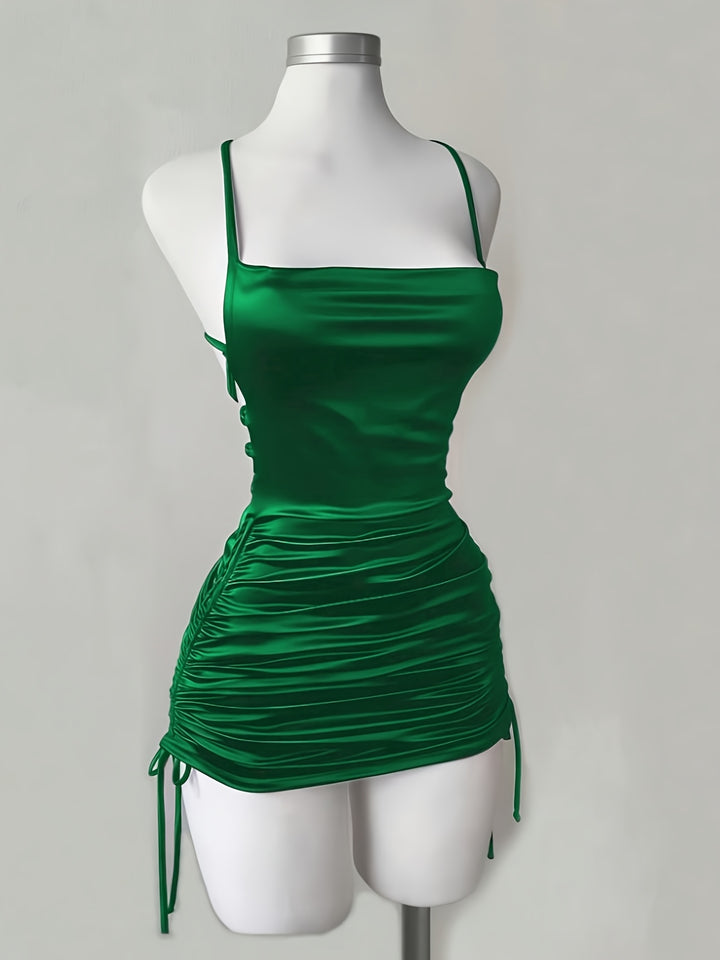 Ruched Drawstring Homecoming Mini Dress