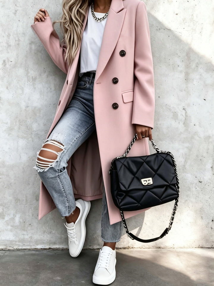 Perpetua | Women's Long Double-Breasted Longline Coat