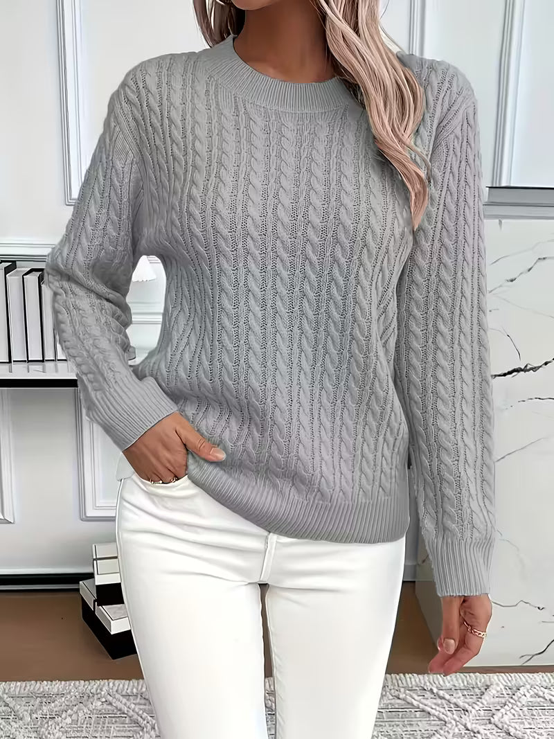 Marigold | Women's Cable Knit Crew Neck Sweater for Layering