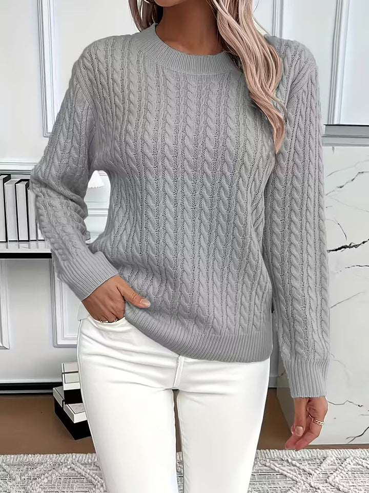 Marigold | Women's Cable Knit Crew Neck Sweater for Layering