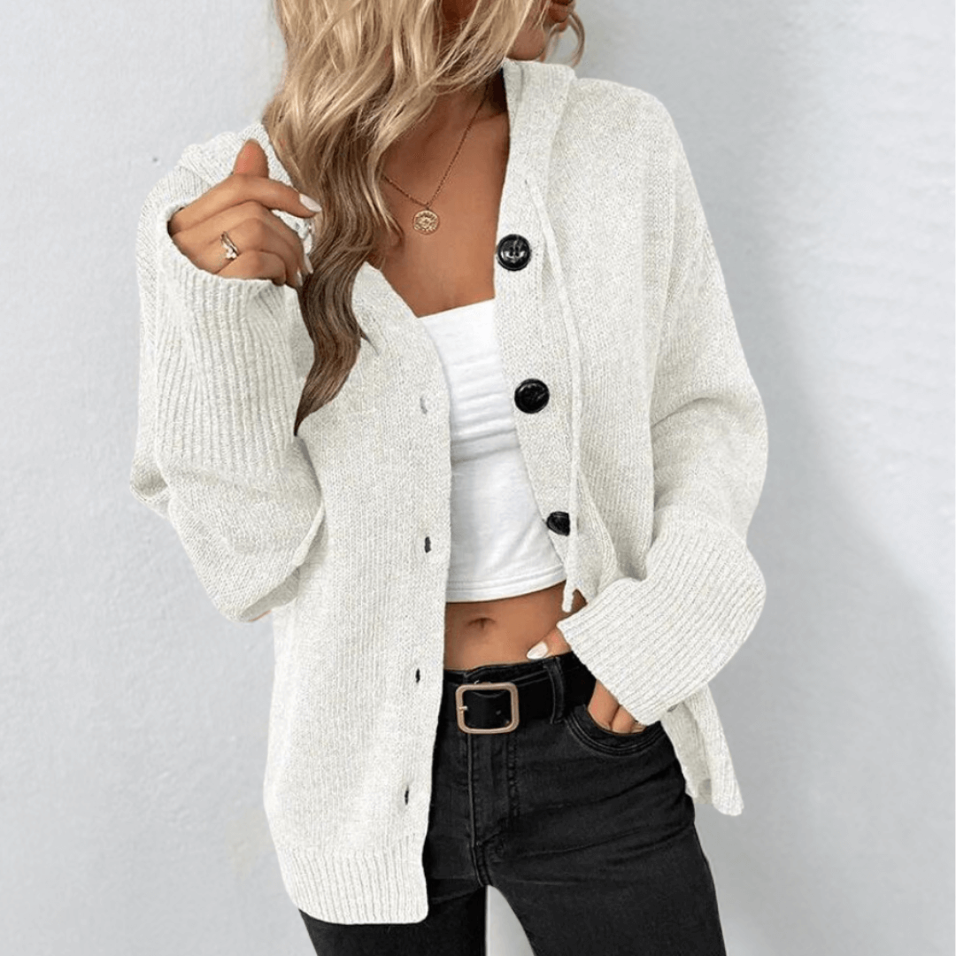 Maisie | Women's Cozy Hooded Button Cardigan
