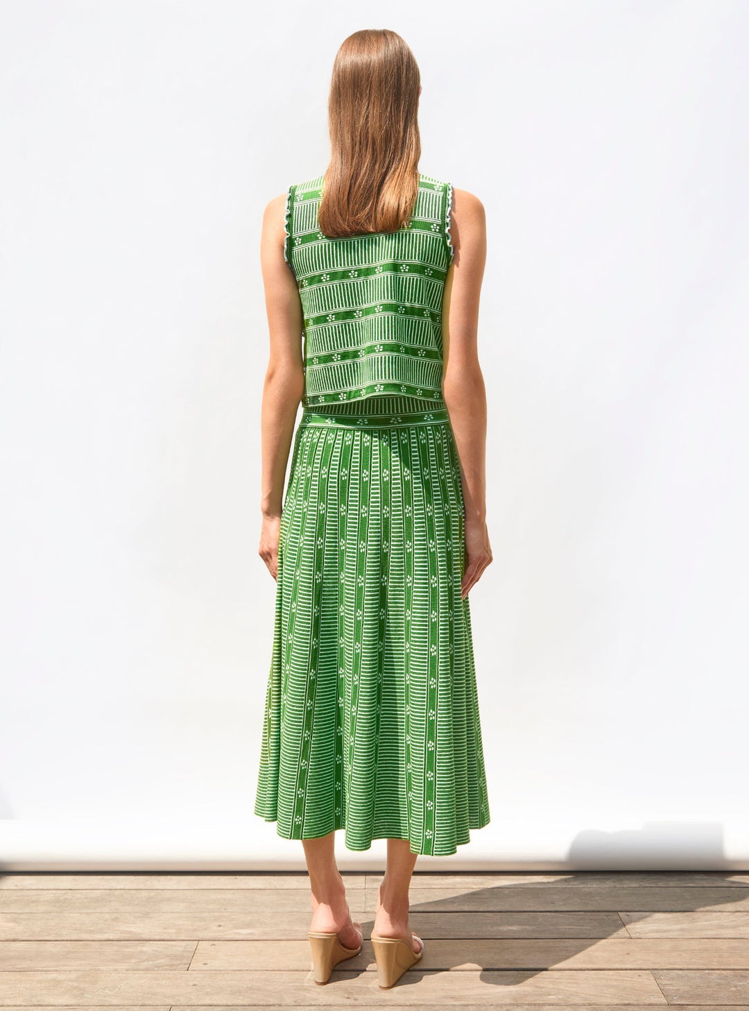 Sofia ™-Green Floral Jacquard Skirt