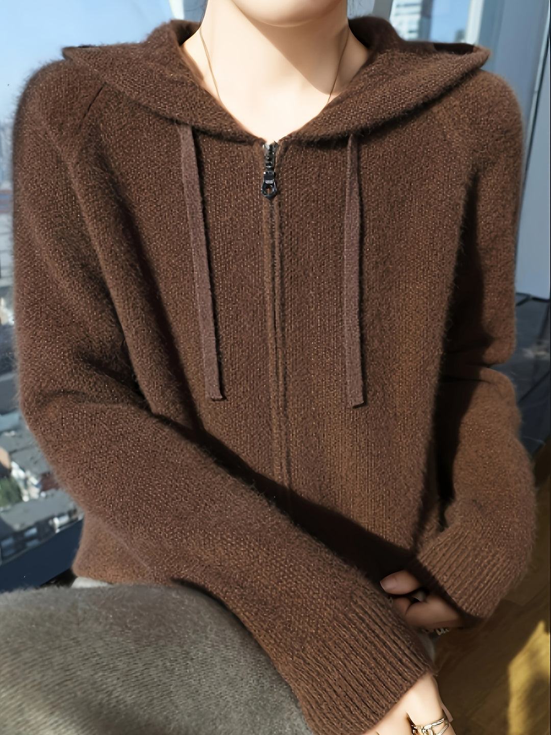 Wren | Women's Hooded Zip-Up Cardigan for Cosy Autumn/Winter Layering