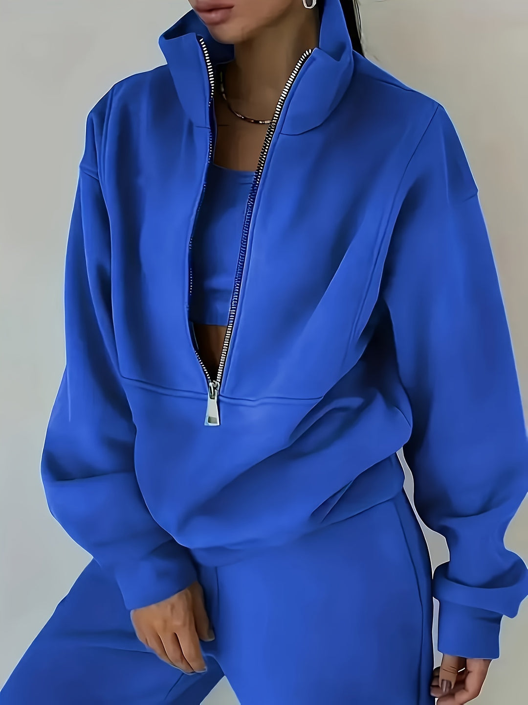 Wren | Women's Quarter-Zip Cropped Sweatshirt and Jogger Set