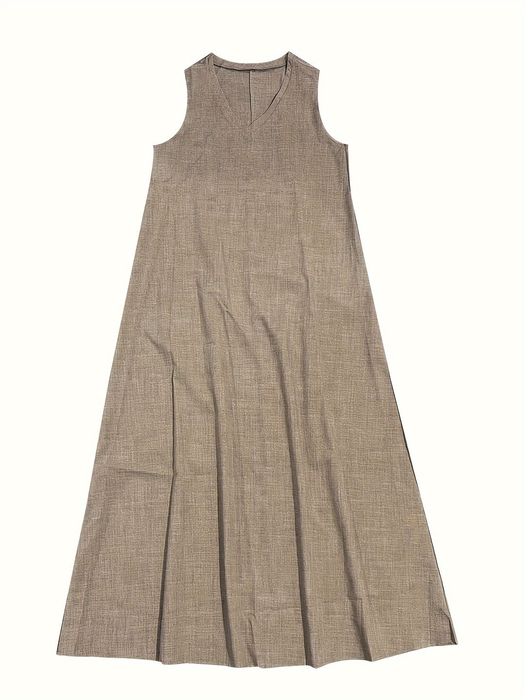 Sleeveless V Neck Relaxed Fit Casual Linen Maxi Dress