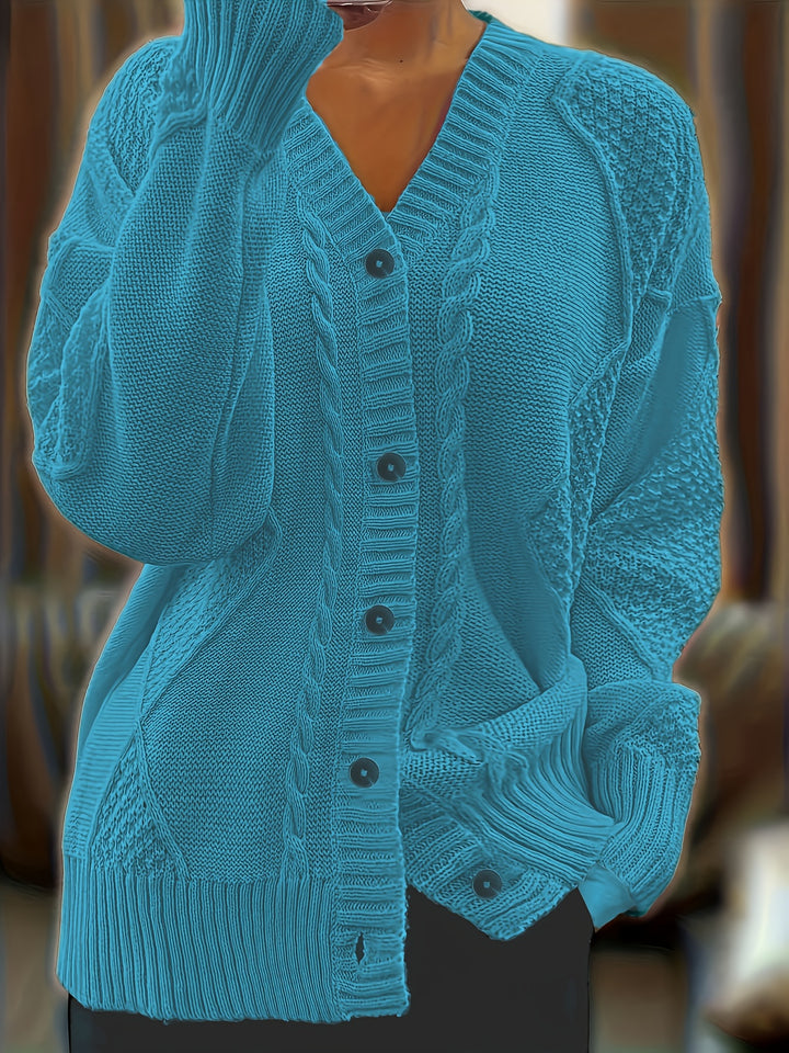 Wisteria | Women's Textured Cable Knit Button-Front Cardigan