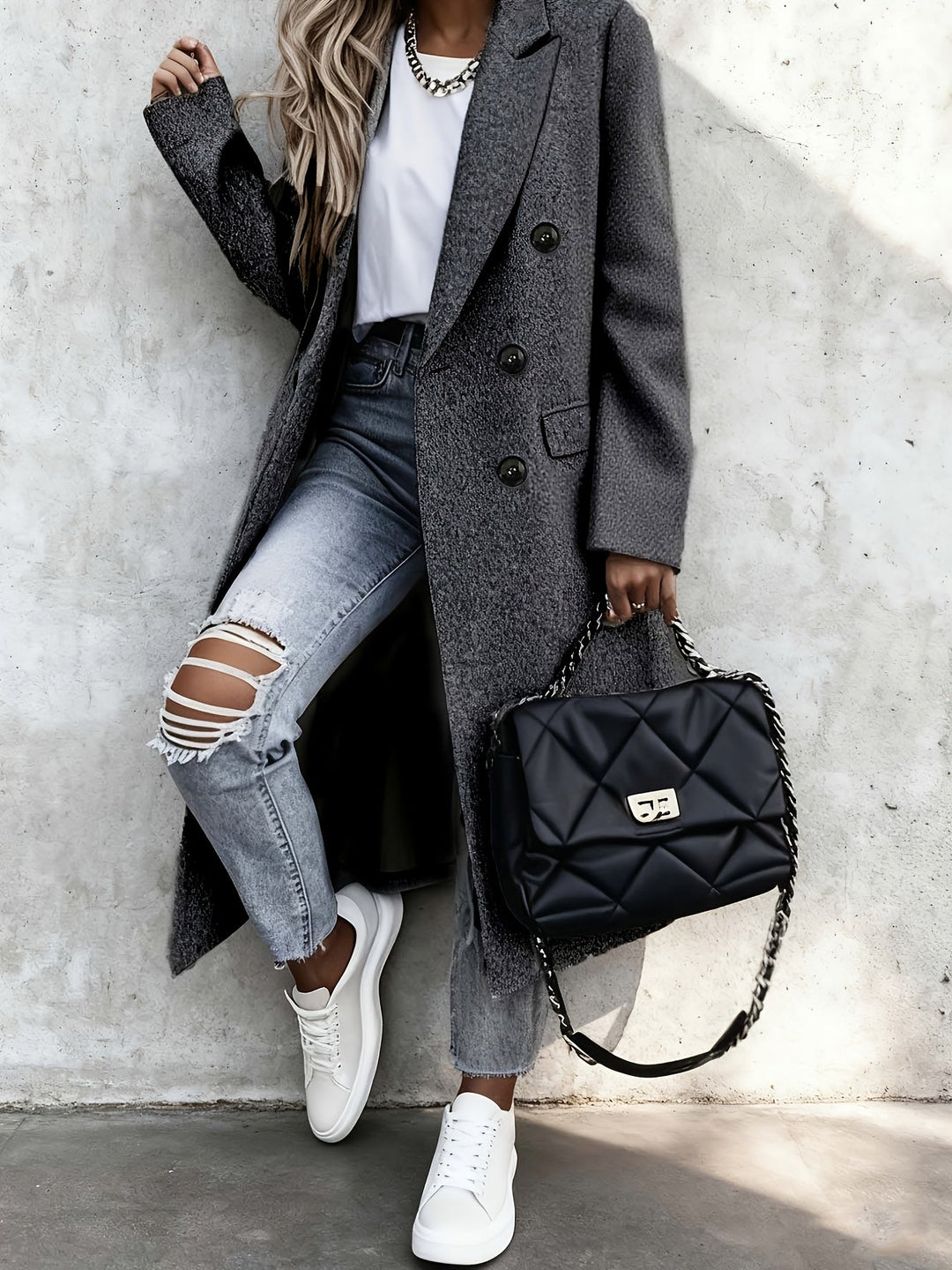 Perpetua | Women's Long Double-Breasted Longline Coat