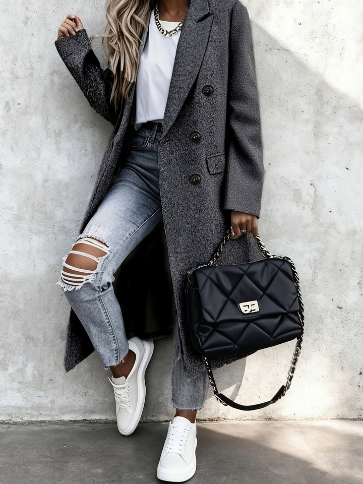 Perpetua | Women's Long Double-Breasted Longline Coat