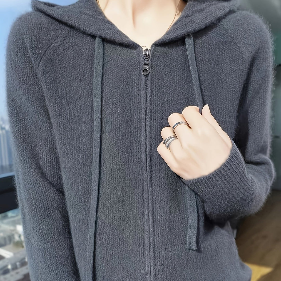 Wren | Women's Hooded Zip-Up Cardigan for Cosy Autumn/Winter Layering