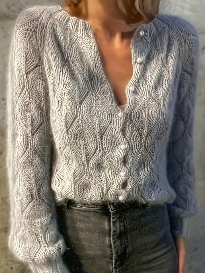 Jolene | Women's Faux Mink Pearl Button Cardigan