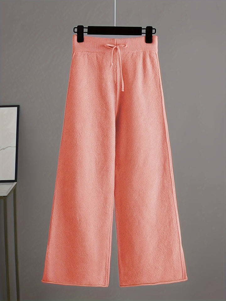 Freya | Women's Ribbed Sweater and Wide-Leg Knitted Pants Set
