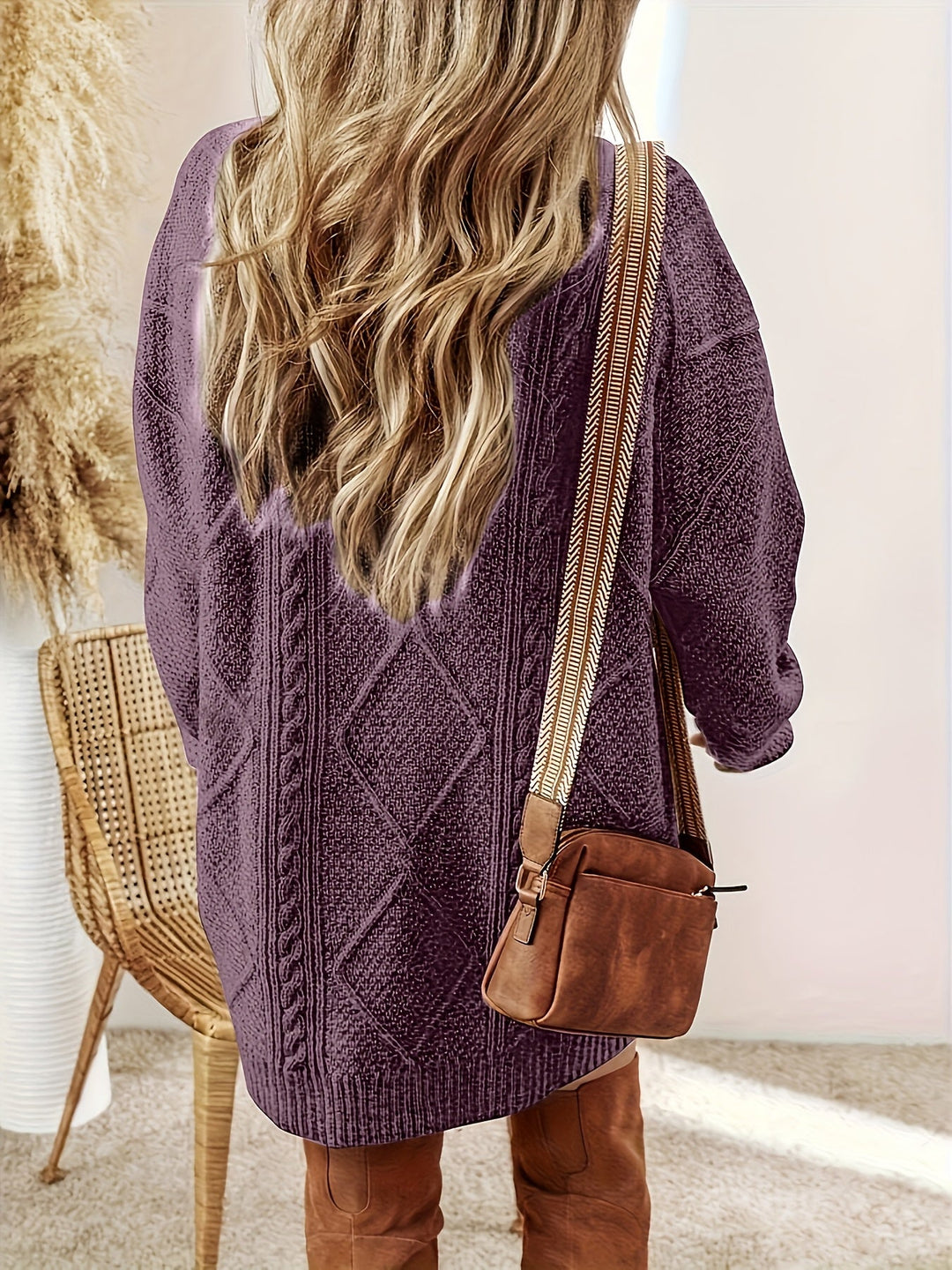 Coralie | Women's Oversized Cable Knit Sweater Dress