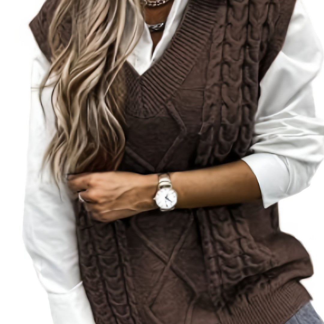 Wrenley | Women's Cable Knit V-Neck Sweater Vest
